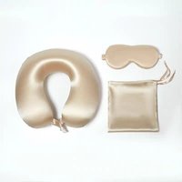 OEM ODM Kit de Voyage Écologique et Portable pour Avion, comprenant Oreiller Cervical en Forme de U en Mousse à Mémoire de Forme et Soie de Mûrier, et Masque de Sommeil pour les Yeux