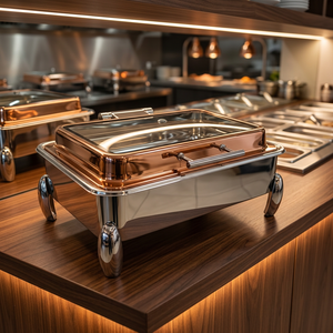 Services de vaisselle de luxe en acier inoxydable pour réchauds de buffet, idéaux pour mariages et maintien au chaud des aliments DCD-001 - Product Image 4