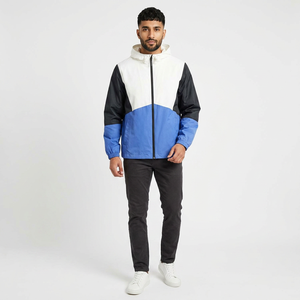 Colorblock Custom Design 100% Cotton <b>Half</b> <b>Zip</b> <b>Men's</b> Windbreaker <b>Jacket</b> with Stand Collar Vintage Style Blank for Personalization - Product Image 1