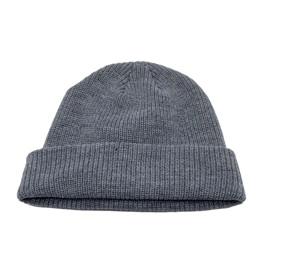 In Stock Men's Knit Cuffed Beanie One Size Cold Weather Hat 100% Acrylic Stretchable Rib-Knit Fabric Washable