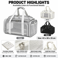 Sac de transport pour animaux de compagnie en maille respirante, sac de voyage pour chat et chien, extensible, approuvé par les compagnies aériennes, avec pochette pour trolley, sac à dos de transport pour animaux