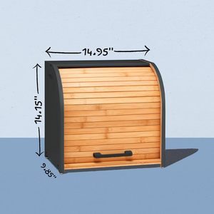 Caja de Almacenamiento de Pan de Bambú con Tapa Abatible y Asa, Rectangular, Estilo Nórdico, para Uso en la Cocina o Escritorio - Product Image 2
