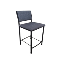 Chaise de comptoir rembourrée pour cuisine de restaurant commercial moderne, tabouret de bar haut en tissu gris avec structure en acier inoxydable