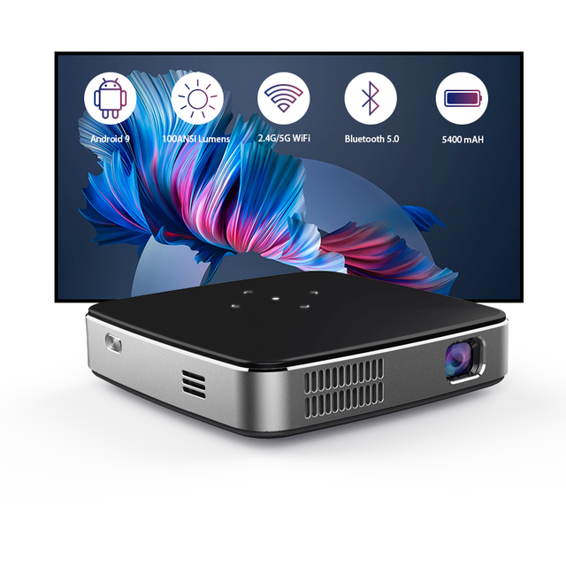 3D 4K Mini Projector 1080P Video Home Theater Smart Android Projector WiFi Phone Mirroring 5400mAh Battery 2G RAM Pocket Beamer