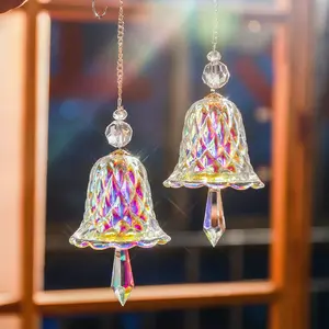 Crystal Wind Bell Suncatcher One Set Rainbow Maker Crystal Wind Chimes Transparent Ornament for Window Yard Garden Christmas