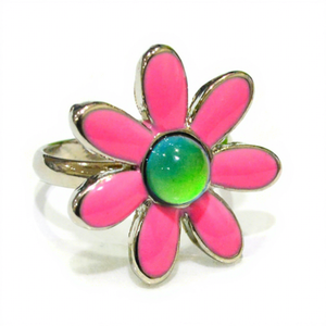 Anillos Ajustables para Niñas con Diseño de Flor de Margarita, Aleación de Zinc, Cambio de Color Según el Estado de Ánimo - Product Image 1