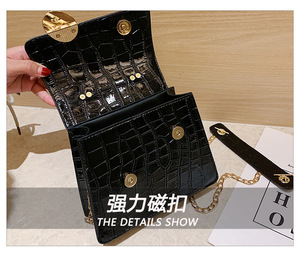 Sacs à main pour femmes en cuir d'alligator de marque, sacs à bandoulière avec chaîne métallique, sacs à main à bandoulière - Product Image 5