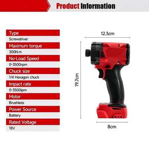 ไขควงกระแทกไร้แปรงถ่าน แรงบิดสูงสุด 300 นิวตันเมตร ความเร็ว 3500 รอบต่อนาที กำลังสูง ใช้กับแบตเตอรี่มิลวอกี 18 โวลต์ - Product Image 4