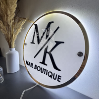 Enseigne lumineuse LED personnalisée avec logo en or de luxe, enseigne en acrylique rétroéclairée 3D pour salon de beauté, personnalisation du logo mural