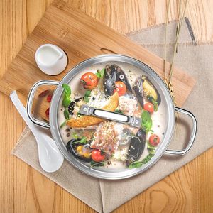 24cm Commercial Home Brazier/Braising Heavy-Duty Stainless Steel Induction <b>Saucepan</b> Hot Pot Soup Stock Cooking Pot Dishwasher - Product Image 5