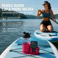 Support de téléphone et porte-gobelet SUP 2-en-1 avec sangle élastique sans perçage pour kayak, pagaie, lac et sports nautiques