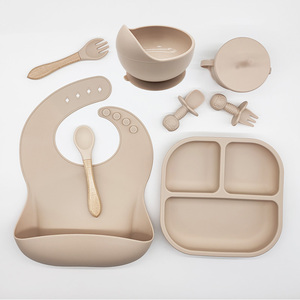 Portable Silicone Baby Tableware <b>Set</b> with Suction Bottom Animal Cartoon Design Bowl <b>Plate</b> Bib Spoon - Product Image 4