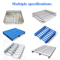 Palette en acier robuste à 4 voies, revêtement poudré, capacité 3T, base autoportante, personnalisable pour entrepôt logistique