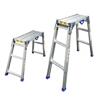 Plateforme de travail en aluminium avec niveleur réglable, échelle pour surfaces irrégulières, tabourets d'échelle 3 marches, capacité de charge 150 kg, utilisation comme escalier