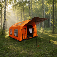 Abri gonflable orange 3x5m pour bureaux de chantier isolés avec conception structurelle résistante au vent