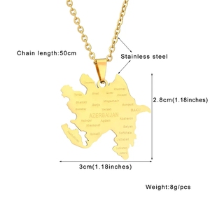 Thời Trang Azerbaijan Bản Đồ Thành Phố Tên Mặt Dây Chuyền Dây Chuyền Thép Không Gỉ Azerbaycan Của Bản Đồ Phác Thảo Đảng Đồ Trang Sức Quà Tặng - Product Image 5