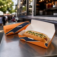Boîte à hot-dogs à ouverture supérieure, logo personnalisé imprimé, contenants alimentaires jetables en papier kraft résistant à la graisse, fabricant Chine