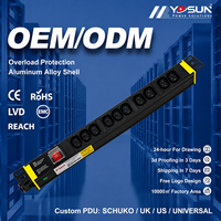 1U 19" 10-Outlet IEC C13 PDU dengan Sakelar On/Off 16A Rakitan Stopkontak untuk Kabinet Server
