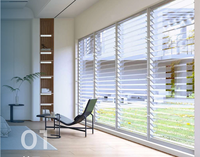 Fenêtre à persiennes horizontales automatiques modernes en aluminium, persiennes en verre, cadre en acier inoxydable, lame de protection contre les insectes pour salle de bain