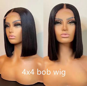 Peluca de Cabello Humano Liso Bob de 10 Pulgadas al por Mayor, Densidad 180, Corte Preciso, Sin Necesidad de Pegamento, Encaje Frontal HD Transparente, Cabello Virgen - Product Image 2