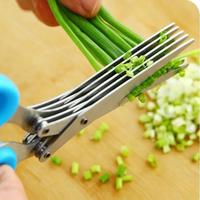Couteaux multifonctionnels Muti Layers en acier inoxydable Ciseaux de cuisine multicouches Coupeur d'échalotes Herb Laver Spices Cook Tool Cut