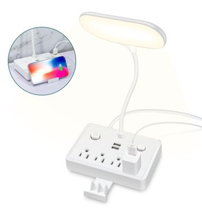 Multiprise électrique américaine LD-4 110V 10A 2000W avec lampe LED et support pour téléphone portable, 2 ports USB-A et 3 prises AC - Product Image 1