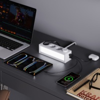 Multiprise de bureau 3 prises avec USB et interrupteur rotatif, prise de courant RVB colorée 2026, multifonctionnelle, norme UE/Allemagne