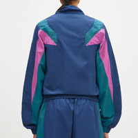 Veste courte surdimensionnée pour femme avec poches latérales contrastées et rayures, design personnalisé en gros