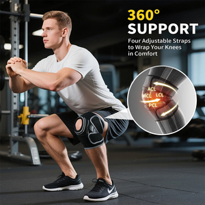 Genouillère de sport professionnelle avec support à ressorts renforcés, sangles Velcro réglables pour la stabilité et le soulagement des articulations - Product Image 6