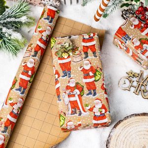 Merture Christmas Kraft Wrapping Paper 17 In X 33 Ft Santa Design Grid Pattern Gift <b>Wrap</b> - Product Image 6