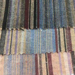 Custom Design Medium Weight Striped <strong>Ramie</strong> Linen Cotton Material <strong>Yarn</strong> Dyed Woven Fabric - Product Image 3