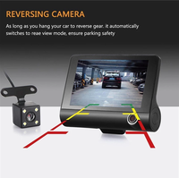 Promotion Caméra embarquée pour voiture, écran 4,0 pouces, 1080P, 3 objectifs, caméra embarquée avec caméra avant et arrière