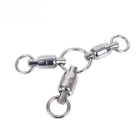 En gros, Émerillon de pêche 3 voies en acier inoxydable à roulement à billes, Accessoires de pêche en eau salée, Connecteur pour ligne de traîne et leurres