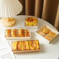 Boîte à sandwich rectangulaire personnalisée pour boulangerie avec couvercles, emballage en papier gaufré pour desserts, biscuits, charcuterie, pâtisseries et sushis