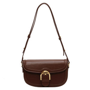 กระเป๋าถือสะพายไหล่ทรงสี่เหลี่ยมเล็ก แฟชั่นใหม่สำหรับผู้หญิง ฤดูใบไม้ร่วง ทำจากหนัง PU กันน้ำ ปิดด้วยซิปและตัวล็อค มีซับในโพลีเอสเตอร์ - Product Image 5