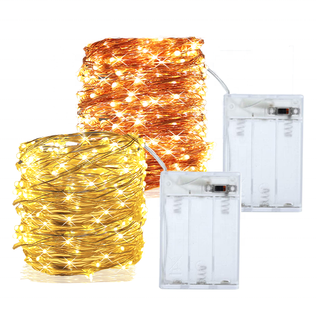 Luces Navide Holiday Garland 3AA Battery Powered 5m/10m 33ft Micro 100 LED Copper Fairy String Lights CE Certified 1-Year