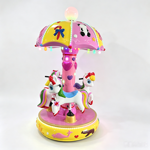 Giostra a 3 posti a gettoni per bambini, in plastica, a tema caramelle, con luci lampeggianti e suoni realistici, ideale per aree gioco nei centri commerciali - Product Image 5