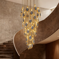 Lustre d'escalier LED moderne nordique personnalisé, design simple et luxueux, luminaire artistique créatif pour plafond haut, villa, restaurant, hôtel