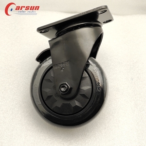 Orta 3/3.5/4/5 inç PU endüstriyel Caster tekerlek üst plaka tekerler ile 125mm döner kırmızı tekerlek OEM özelleştirilebilir