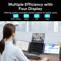 Monitor Portabel Empat Layar, Monitor Laptop Quad 15,3 inci Kompatibel untuk Laptop MacOS M1/M2/M3/M4/M5, Windows, dan Mac dengan ukuran layar 12 inci - 17,5 inci
