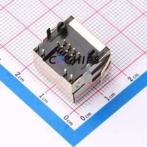 HC-WK88-H16-DKT Ethernet Connector (RJ45 RJ11) Bent Lead Through Hole Connector RJ45 Jack Right Angle Insert 1 With LED - Product Image 2