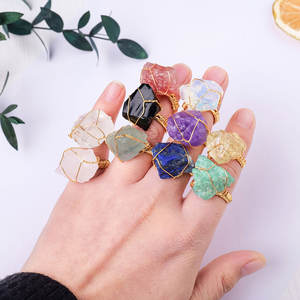 Bague en <span class=keywords><strong>pierre</strong></span> brute <span class=keywords><strong>de</strong></span> cristal naturel, vente en gros d'usine, bijoux <span class=keywords><strong>de</strong></span> mode pour femme, collection, guérison Reiki, cadeau quotidien - Product Image 4