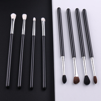 IPRESTA PBEC8 Noir Argent Poils Naturels – Kit Professionnel 8 Pièces pour les Yeux – Pinceaux à Sourcils et Eyeliner Ultra Fins et Affûtés à Manche en Bois