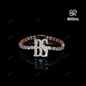 Custom Letter Real Karat 10k 14k Solid Gold Jewellery VVS Moissanite Diamond Tennis Chain 3mm 4mm 5mm Bracelet Men Fine Jewelry