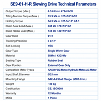 Moteur d'orientation Fenghe SE9 à couple élevé 33,9 kN.m, 50Mn/42CrMo, rapport de réduction 61:1, pour tracker de panneaux solaires, résistant au vent, robuste