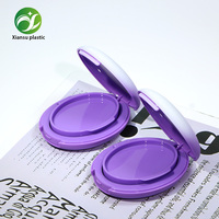 Mini boîte à coussinets dégradé violet, conteneur cosmétique ovale portable, coque de maquillage vide en plastique