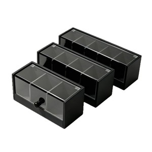 Boîte de rangement pour café et thé en bambou, type grille à rabat, organisateur de bureau transparent, rectangulaire, capacité 18L - Product Image 5