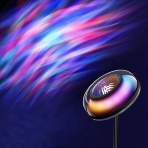 Modern RGBIC LED Floor Lamp Projector Touch Control Multicolored Round Shade Warm White Ambient <b>Lighting</b> for Living Room - Product Image 1