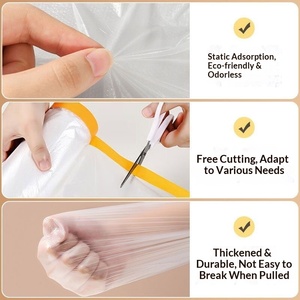 Pellicola Protettiva in PE ad Alta Viscosità con Nastro di Carta, Copertura Antipolvere per Mobili e Ristrutturazioni Domestiche - Product Image 5
