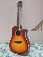 Guitarra Acústica Tamaño Completo, Tapa de Abeto, Diapasón de Palisandro, 6 Cuerdas, Clavijas de Afinación Totalmente Cerradas para Práctica